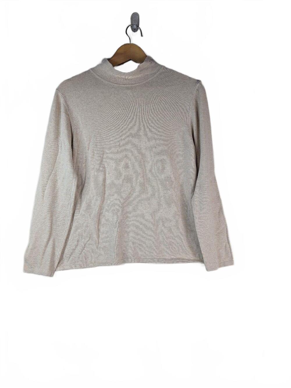 Vintage Talbots Mock Neck Knit Sweater Beige Cream Medium